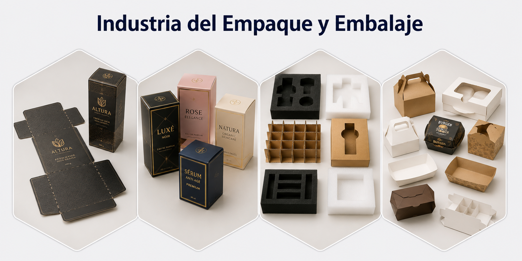 Ejemplos conceptuales de piezas de empaque y display